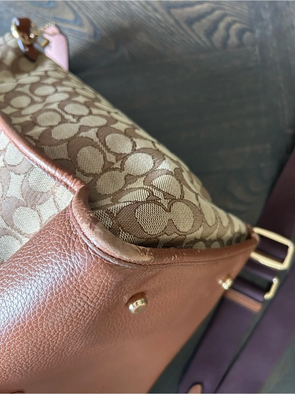 Coach Dempsey 40 Signature Jacquard Tote with Multicolor Center Stripe READ